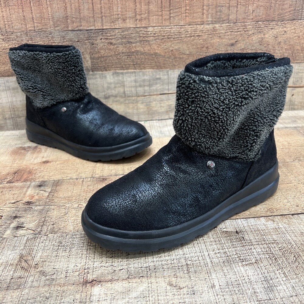 Bobs By Skechers Womens Faux Fur Winter Boots Black Size 9.5